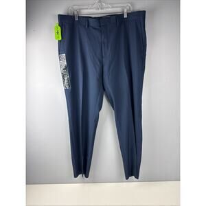 Haggar Dress Pants Men's 42 W X 30 L Blue Premium Flex Waistband Straight Fit